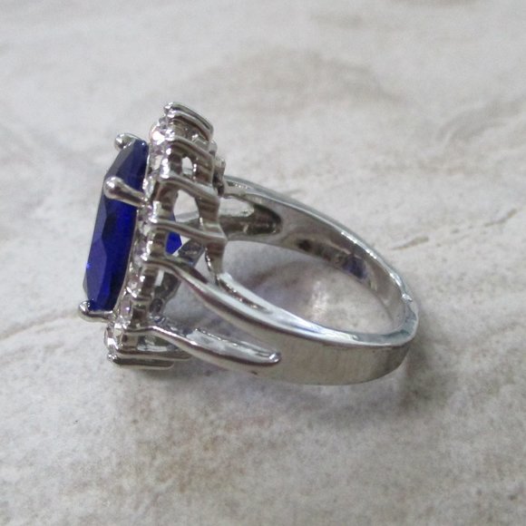 Blue Sapphire Cocktail Ring 6.5 - Picture 12 of 16